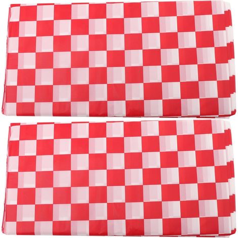 Plastique Nappe Rectangulaire Rouge à Carreaux 2 Pièces (1/5)