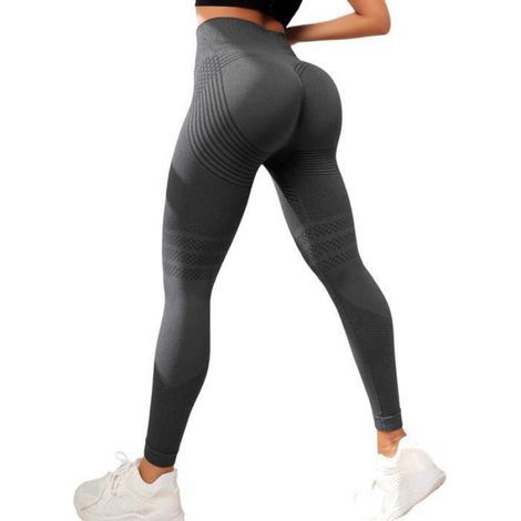 Legging Compression Anti Cellulite Femme 3D Minceur Leggings Taille Haute Push-Up Yoga Fitness Pantalon Sport,Gris (1/5)