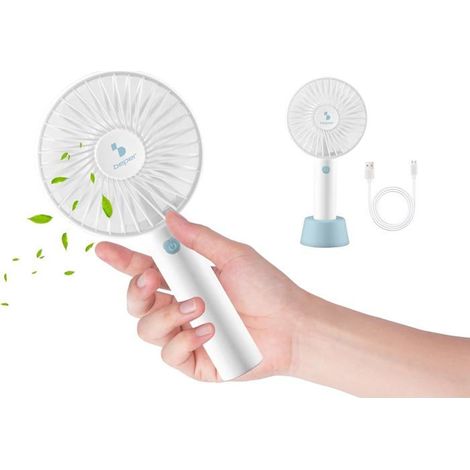 1 ventilateur portable rechargeable, silencieux 3 vitesses, mini ventilateur bureau avec support USB, pour étudiants et télétravailleurs (1/5)