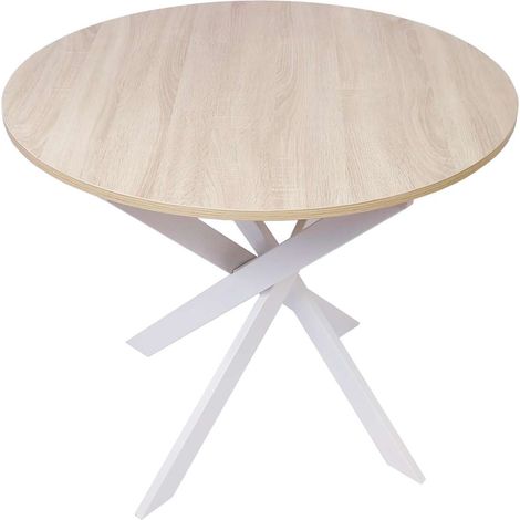 Mesa Faraján-01 de 90x77x90 cm con kit desmontable, forma redonda, color marrón (1/3)