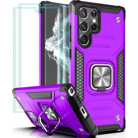 FUNDA PARA SAMSUNG GALAXY S22 ULTRA PÚRPURA TRASERA SÓLIDA + ANILLO (1/5)