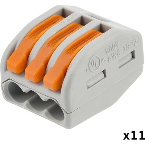 Lot de 20 bornes WAGO à levier (6 bornes 2 entrées, 11 bornes 3 entrées, 3 bornes 5 entrées) (1/6)