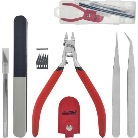 Modellbau Werkzeug Set 9-teilig mit Zange, Pinzetten und Gravurstift (1/5)