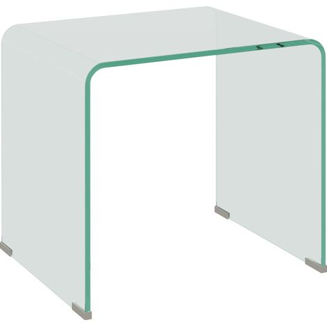 Table basse moderne en verre trempé pour salon, design monobloc, 50 x 40 x 45 cm, transparente (1/5)