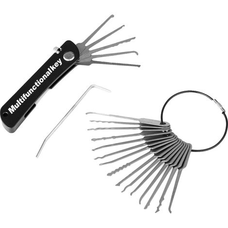 Set di attrezzi per scassinare serrature, in acciaio inossidabile, 21 strumenti, nero (1/2)