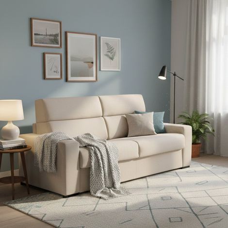 Sofá Cama 3 Plazas Quindici, Desenfundable, Con Almacenaje Made in Italy, Lavable, 220x95 cm Gris Pardo (1/5)