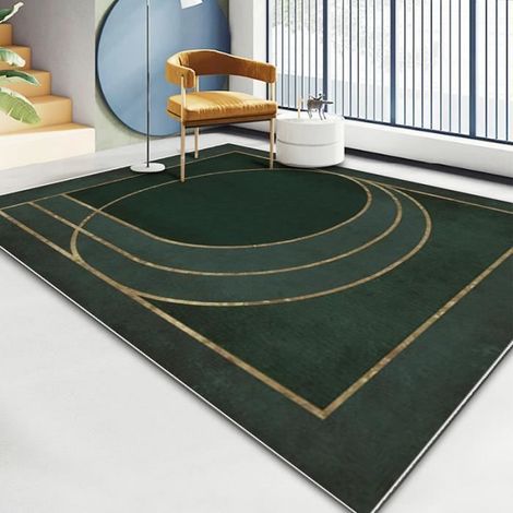 Tapis Paillasson Entree Exterieur WOVTE, Moderne LumièRe Vert Foncé GéOméTrie Salon Chambre Chevet Tapis Tapis De Sol 120160CM- 20 (1/4)
