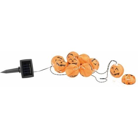 Guirlande à LED - Solaire - 10 lampions citrouilles - Décoration Halloween - Extérieur - Mixte (1/4)
