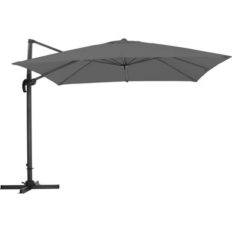 3M Large Garden Roma Tilting Aluminium Cantilever Parasol With Cross Base, Dark Grey