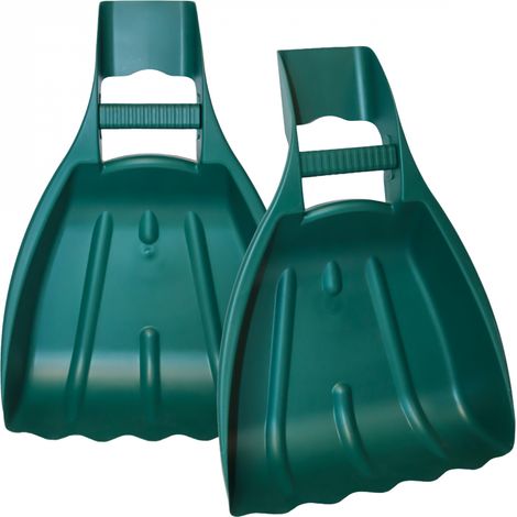 Lot de 2 pelles de jardinage, ramasses feuilles avec poignée en polypropylène - 49 x 33 cm - Vert - Linxor (1/5)