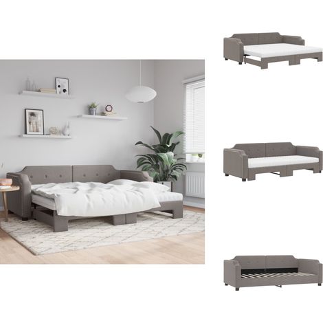 Lit de jour avec gigogne et matelas taupe 80x200 cm tissu - Canapé Convertible - Lit Tiroir - Lit Invité - Literie - Meuble Multifonctionnel (1/5)