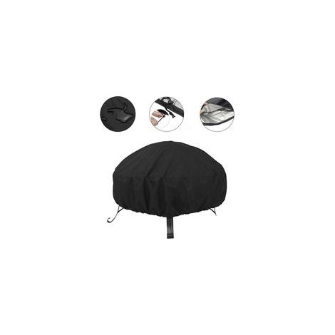 Housse de brasero - 1 pièce, Ronde noire imperméable anti-poussière extérieur jardin - Noir (1/5)