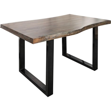 FREEFORM 5 Tavolo da pranzo in legno di acacia - laccato grigio /gambe in ferro - antracite lucido 140x90x77