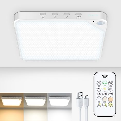Plafonnier rechargeable (Square 6W) avec détecteur de mouvement et télécommande, batterie 5000 mAh (1/5)
