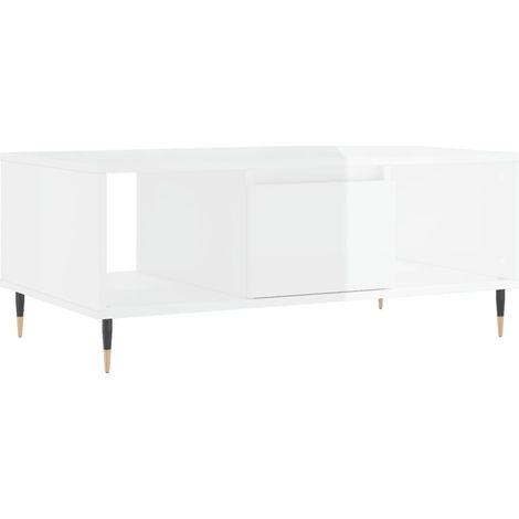 Maison Exclusive - Couchtisch Hochglanz-Weiß 90x50x36,5 cm Holzwe