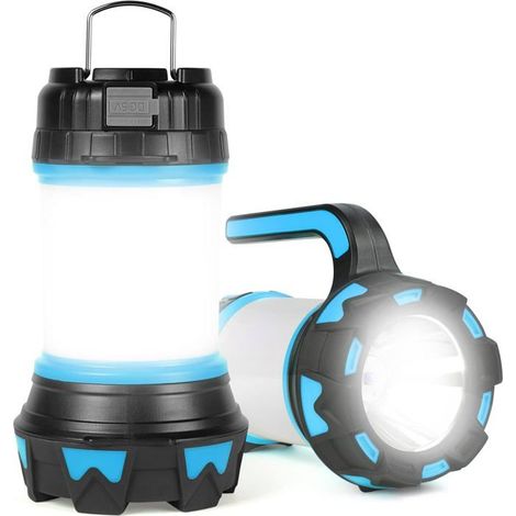Lanterne LED rechargeable, 1000 lumens, lampe torche LED rechargeable, projecteur portable, lampe de camping avec 6 modes, étanche IPX4 Bleue (1/5)