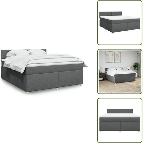 Sommier à lattes de lit avec matelas Gris foncé 180x200cm Tissu - Sommier À Lattes De Lit - Sommiers À Lattes De Lit - Lit - Meuble De Chambre À Coucher (1/5)