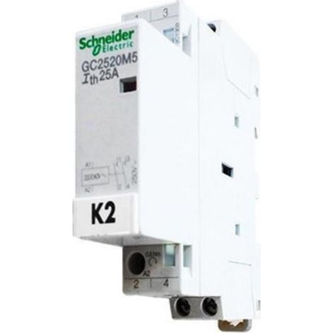 Schneider Electric – Contacteur bipolaire modulaire 230V/50Hz – 2 pôles – Montage sur rail DIN – Automatisation éclairage et chauffage - GC2520M5