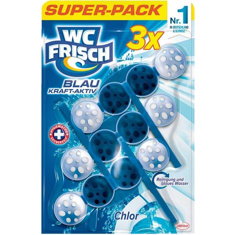 9x WCFrisch Duftspüler 3x50g Chlor Blau Kraft Aktiv Einhänger Stein Reiniger Bad