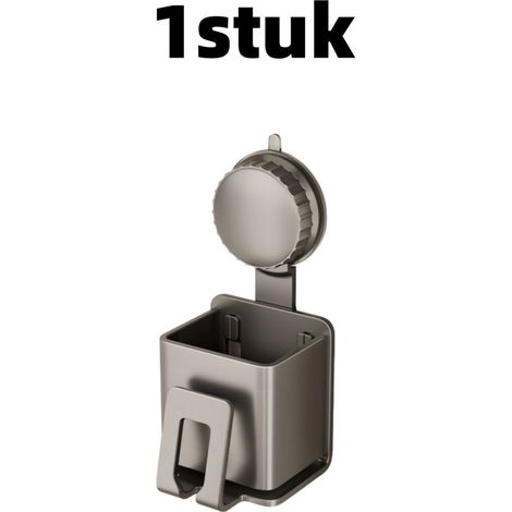 pièce - Étagère de rangement - Support mural pour brosse à dents - Convient pour le rangement des brosses à dents avec ventouses dans la salle de bain - 16,5 cm 8 cm 7,8 cm - Gris (1/5)