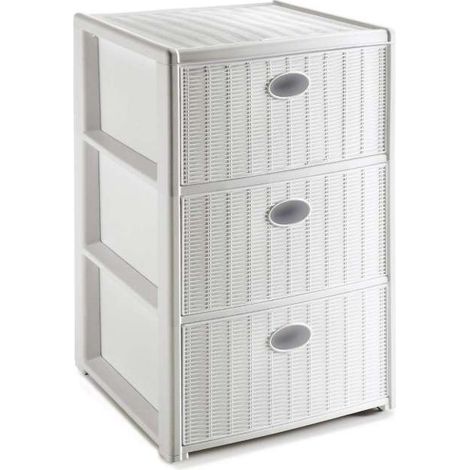 Stefanplast Cassettiera Elegance Bianca 3 Cassetti 40x40 H60 cm - Polipropilene - Super Resistente - Fornita Montata