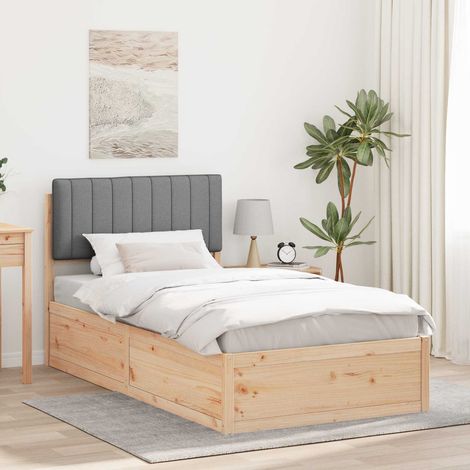 Estructura de Cama con Cabecera Tapizada Gris Claro