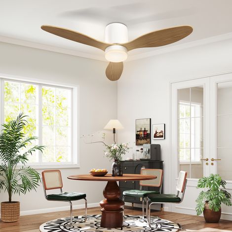 Ventilador de techo con luz y mando a distancia, ventilador de 115 cm con lámpara LED, motor DC reversible, luz natural (1/5)