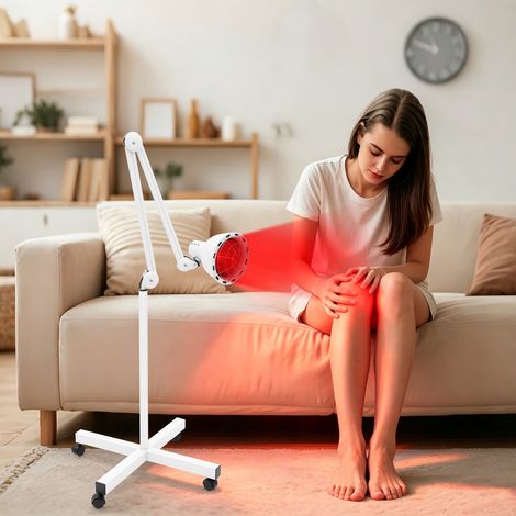 【Maison connectée】ALampe infrarouge sur pied avec 4 roulettes, puissance 275 W, thermothérapie, soulage les courbatures et favorise la circulation sanguine (1/5)