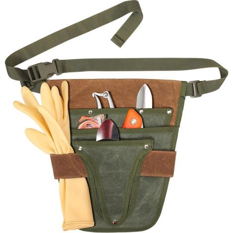 Ceinture Jardin Toile Cirée Taille Réglable Sac Outils Étanche Multi-Poches Organisateur (1/5)