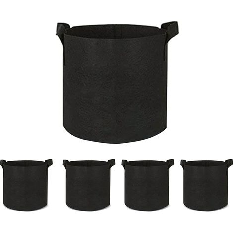 Bolsa de jardinería portátil, 30x25/35x30 cm, paquete de 5, color negro (1/5)