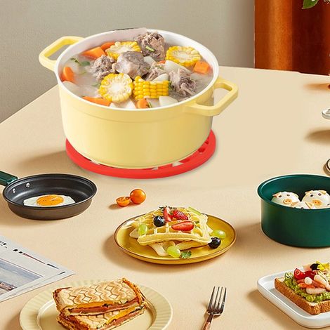 Trépied pour théière, support pour théière, dessous de plat, support rond pour théière, base pour théière, set de table, accessoires de cuisine pour la cérémonie du thé, rouge. (1/5)