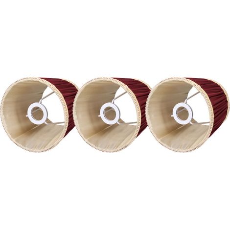 Beyamis Lot de 3 abat-jour en tissu E14 rouge vin, style moderne, à pince, pour lampes murales, bougies et lampes de table. (1/5)