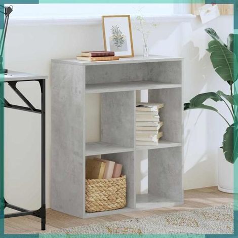 860295 Bibliothèque gris béton 66x31x80 cm bois d’ingénierie (1/5)