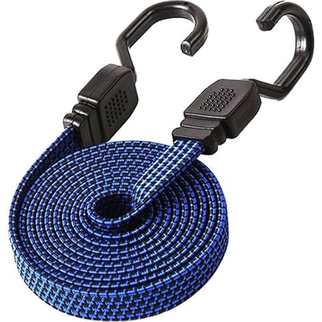 Correas elásticas para equipaje, de 17 mm de ancho, con ganchos de acero recubiertos de plástico, aptas para maleteros de coches eléctricos, motocicletas y portabicicletas (azul, 40 cm). (1/5)