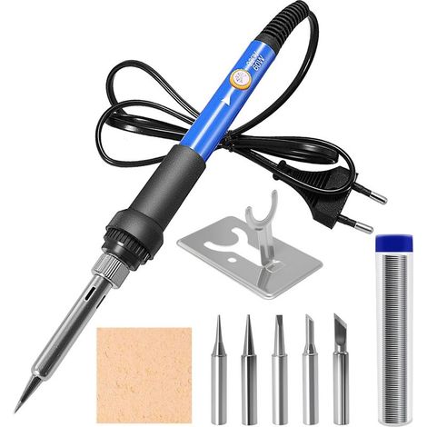Kit saldatore 60W 9-camera di Impostazione della Temperatura 6 5 Livelli di Punte di Saldatura di + Supporto + Tin + Spugna Per le Riparazioni Elettroniche e Progetti fai da te (1/5)