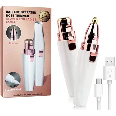 Epilateur Électrique Visage Corps - Tête Double 2-en-1 - Rechargeable USB - 45 Min Autonomie - Pour Sourcils Lèvres Chin Bikini - 1 Pièce (1/5)