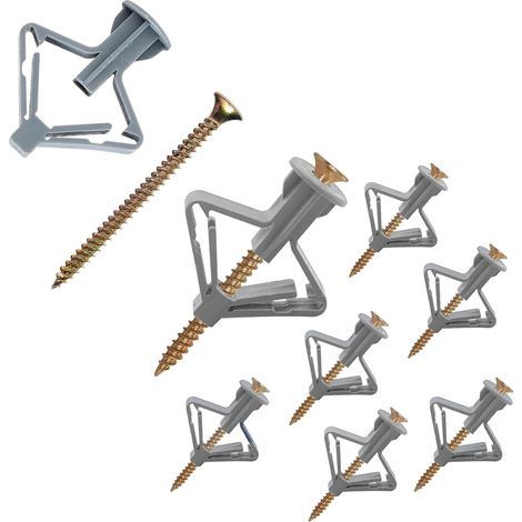 Lot de 50 chevilles murales en plastique avec vis pour cloison sèche, plaque de plâtre, étagère, cadre de montage (1/5)
