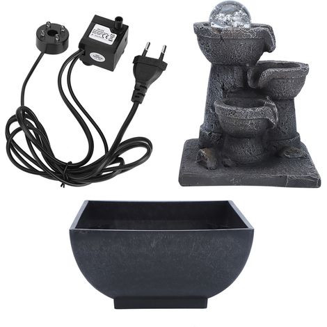 Fontaine de table lumineuse à LED avec cascade et boule, idéale pour la décoration Feng Shui de la maison ou du bureau, prise européenne 220 V. (1/5)