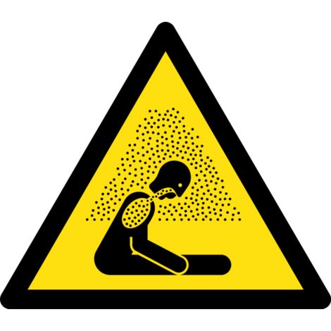 Panneau danger atmosphère asphyxiante ISO 7010 W041 - Taille: 140mm (triangle) - Materiel: Aluminum