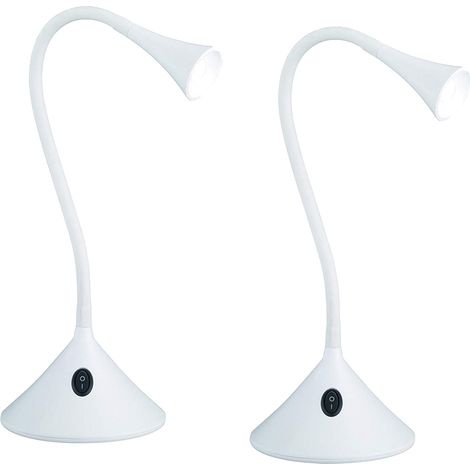 Flexible LED Schreibtischleuchten 2er SET in Weiß, auch Wandmontage möglich (1/4)