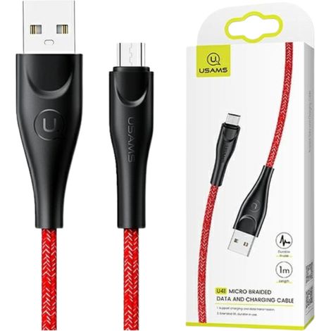 Usams Geflochtenes Kabel U41 microUSB 1m2A rot/rot SJ393USB02 (US-SJ393) Schnellladefunktion (1/5)