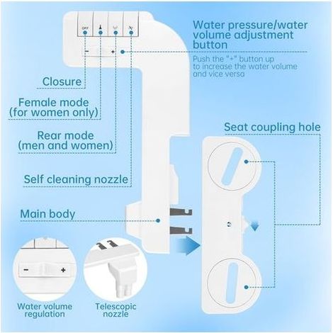 Bidet Toilette WC,Bidet Toilette Japonaise,Non Électrique,Double Buse Autonettoyant,Pression d'eau Réglable,Bidet Toilette WC pour L'Hygiène Personnelle