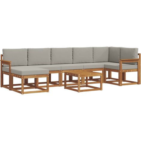 Conjunto de sofás de exterior 8 pcs Gris Natural y Claro vidaXL (1/5)