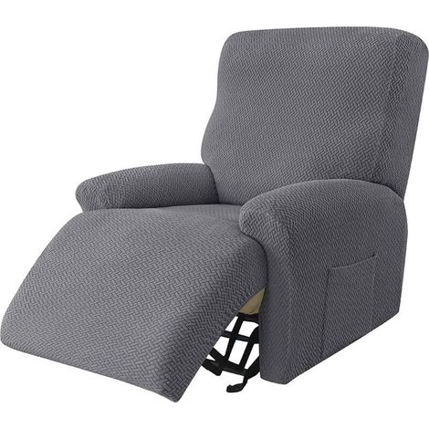 Housse De Fauteuil Relax Extensible, Housse Fauteuil Relax Jacquard 1 Pièces Fauteuil Relax Housse Antidérapant Housse De Chaise Inclinable Amovible Lavable pour Salon, GRIS FONCé (1/4)