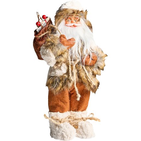 Decoración de Navidad Papá Noel figura de pie adorno navideño marrón/blanco Svartevatnet (1/5)
