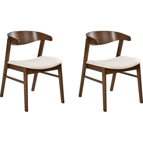 Set di 2 sedie da pranzo marrone scuro e bianco sporco Lilly