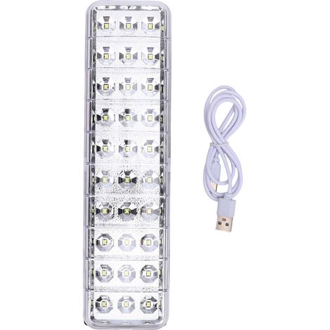 Lampe de Secours Rechargeable LED Camping 2 Niveaux de Luminosité Support Mural Portable pour la Maison Marché de Nuit en Plein Air Blanc 30LED (1/5)