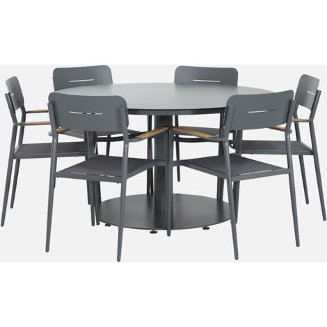 Set tavolo da giardino rotondo in alluminio con 6 sedie