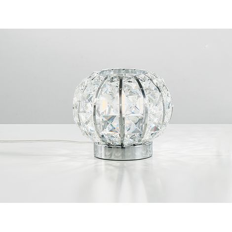 Kugel Tischleuchte CONCERT Chrom mit Glas Kristallen, Ø 16cm