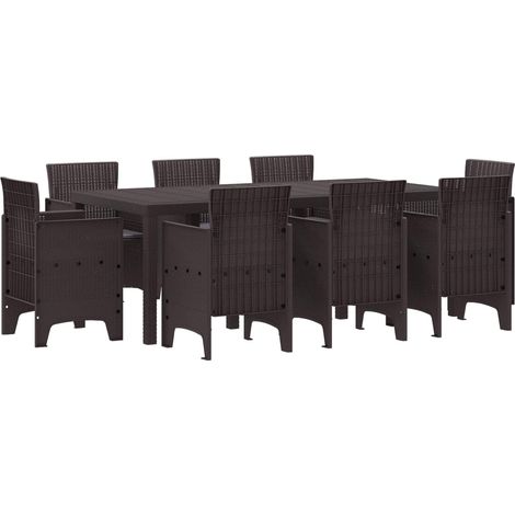 vidaXL Conjunto de Comedor de Jardín 9 uds. Marrón Polipropileno (1/5)